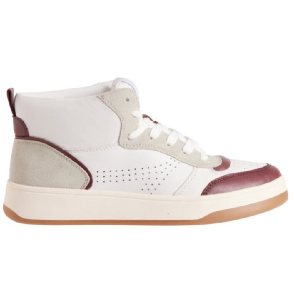 NEW Steve Madden Quality LEATHER Womens Sneakers Shoes White Burgundy size 6 - Picture 15 of 16